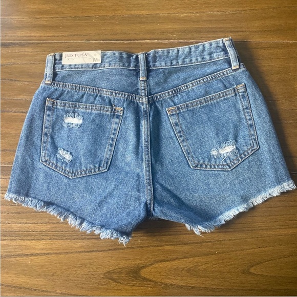 Just USA dark wash distressed denim cutoff shorts - Picture 7 of 12